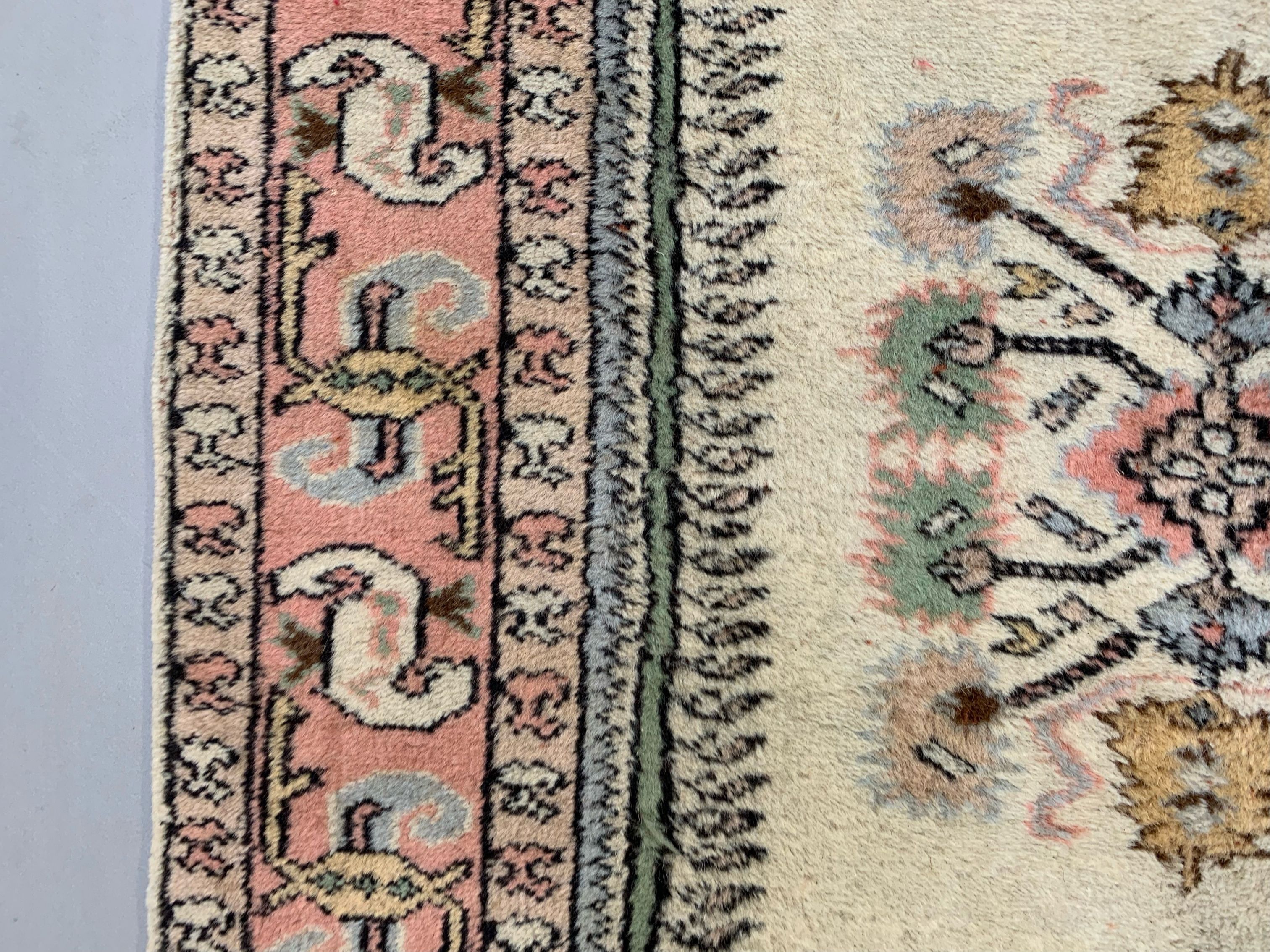 Vintage Turkish Runner 320x86 cm Kula Rug, Terracotta Red, Green, Beige