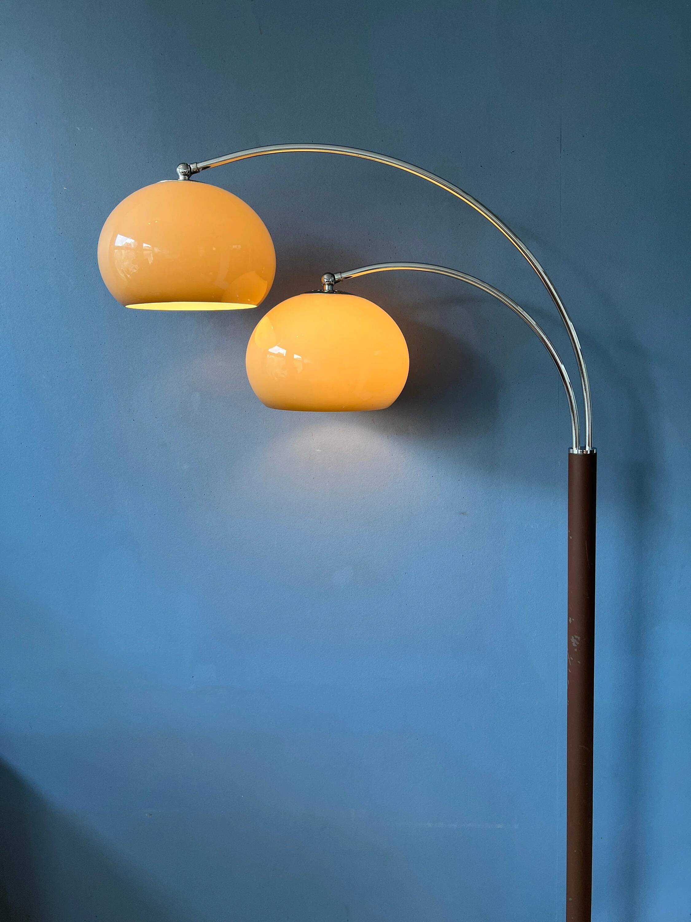 Mid-Century Dijkstra double arc floor lamp with mushroom shade