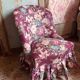 Antique floral upholstered armchair – traditional upholstery renovation.