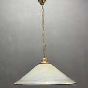White Murano Glass Pendant Light with Black Rim, Italy, Mid-Century