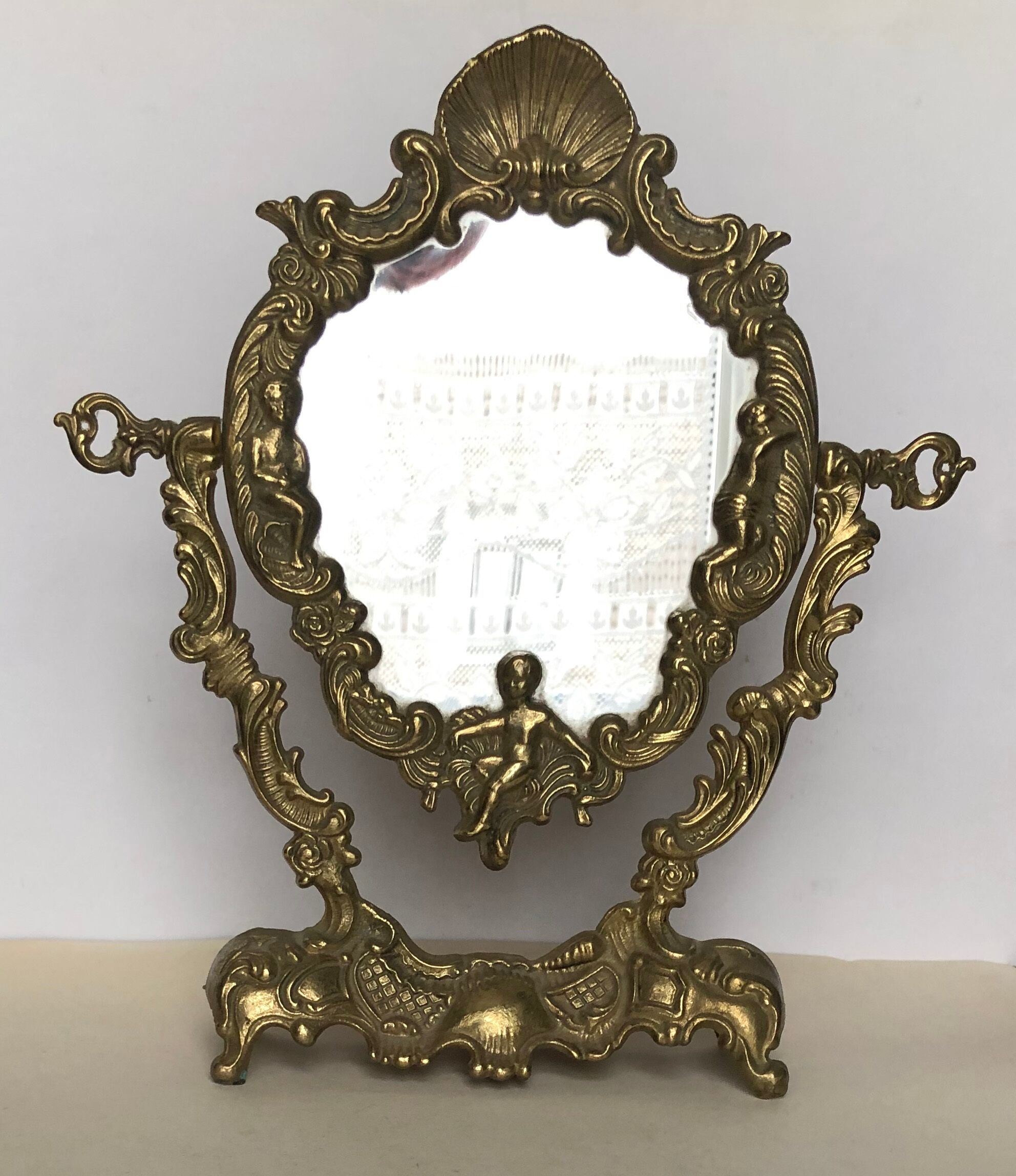 Golden bronze table mirror 30x33cm