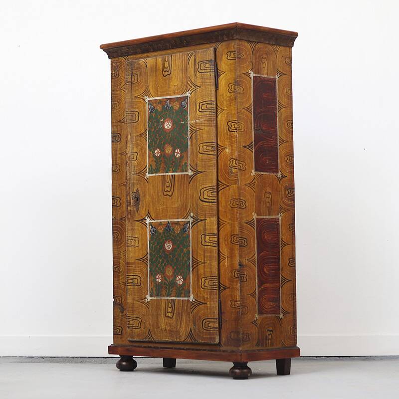 Folk art painted bridal armoire