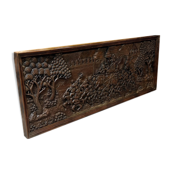Large carved Balinese panel - scene from the Ramayana