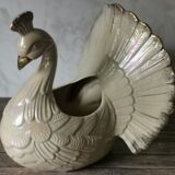 Planter iridescent peacock ceramic