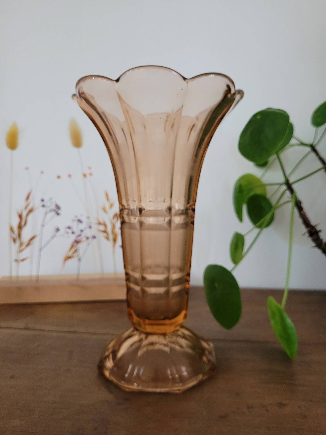 Large pink art deco vase