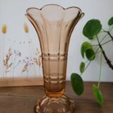 Large pink art deco vase