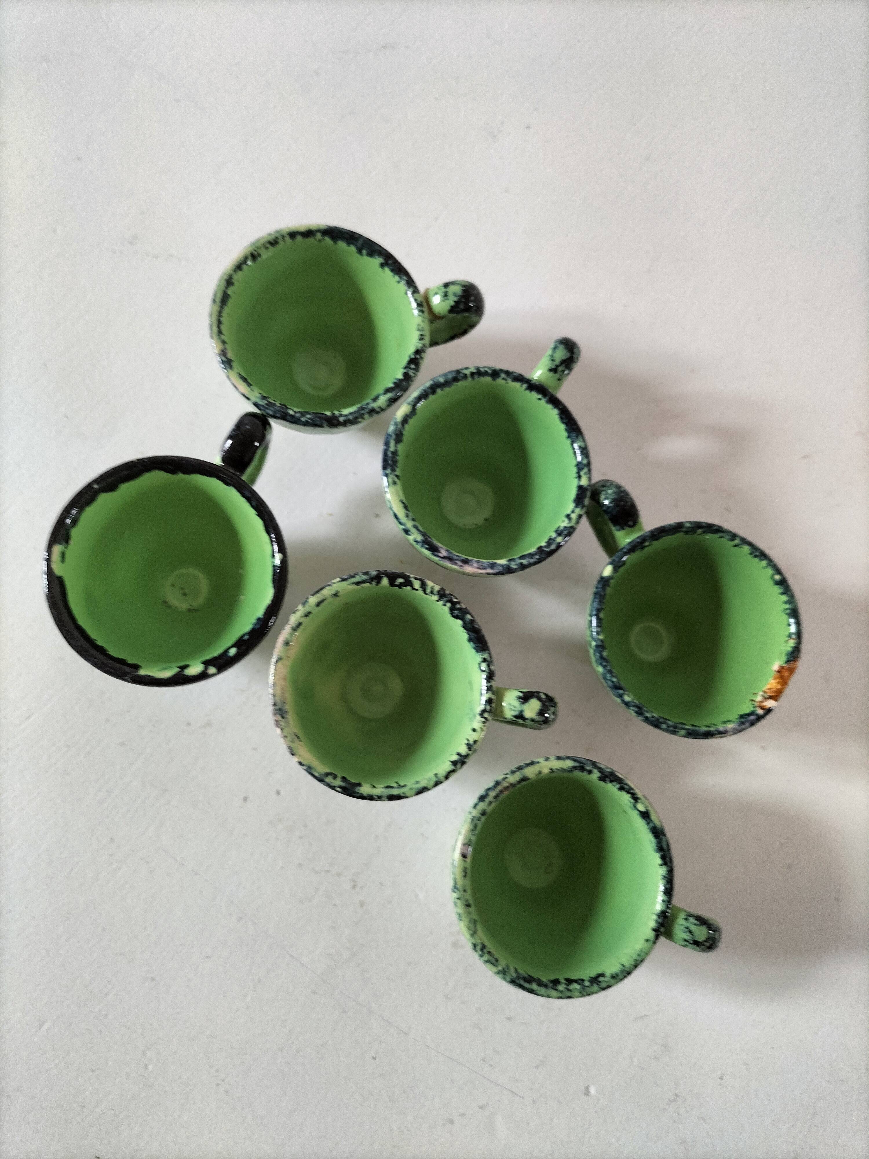 6 mini HB Quimper cups, bright green