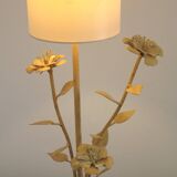 Lampe en métal peinte à la main, abat-jour en tissu beige et crème