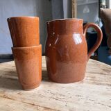Set of 2 glasses in Digoin stoneware + carafe
