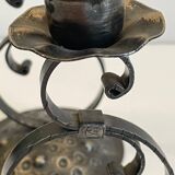 Vintage Black Patina Metal Candlesticks