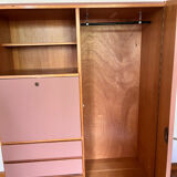 Wardrobe & chest of drawers old pink and wood