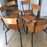 Lot of 6 vintage school chairs