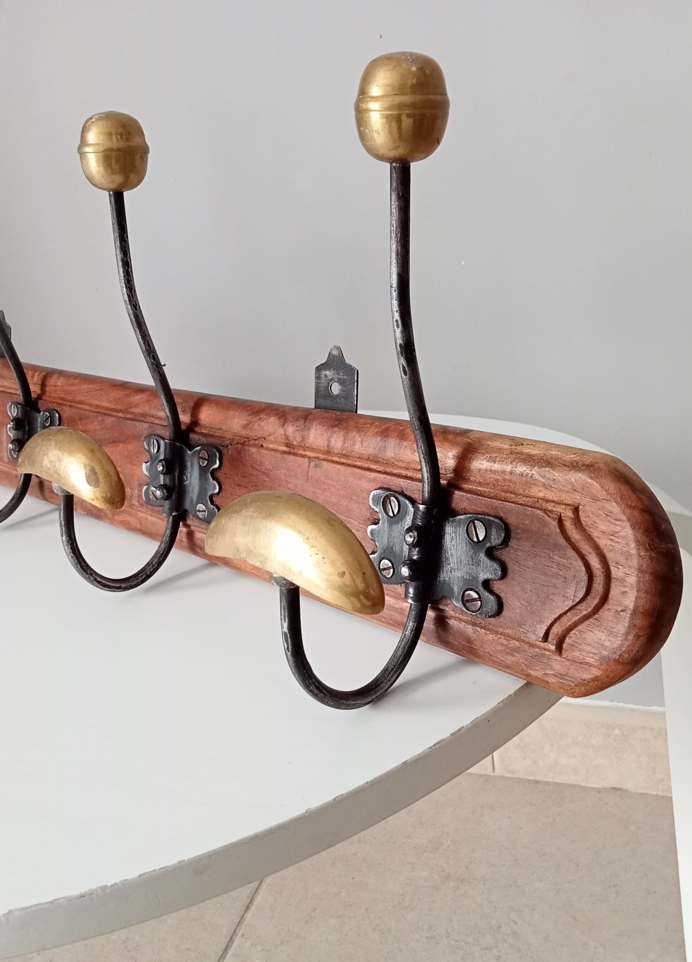 Old coat rack in solid brass