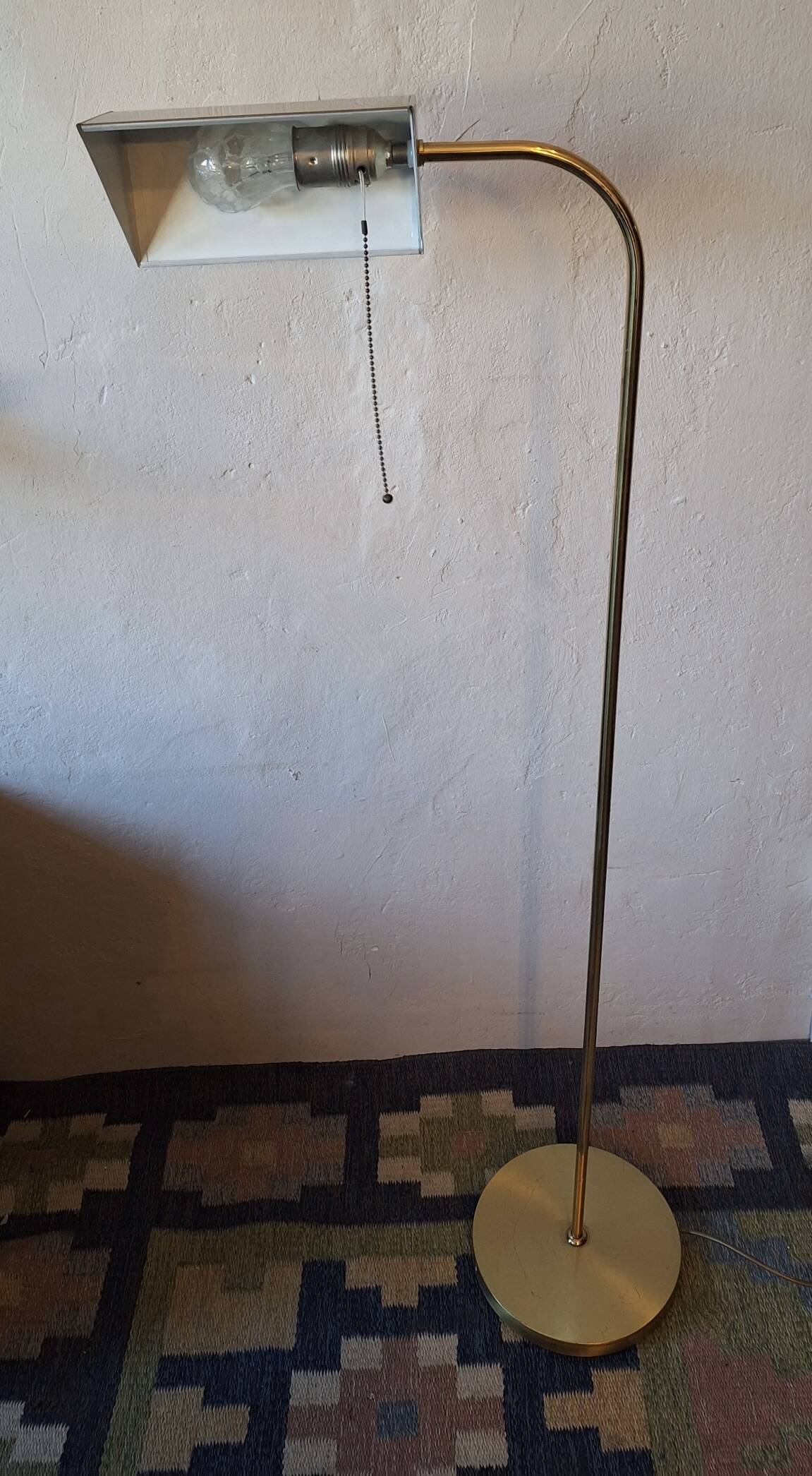 Mid century brass banker's adjustable floor lamp, 1970s