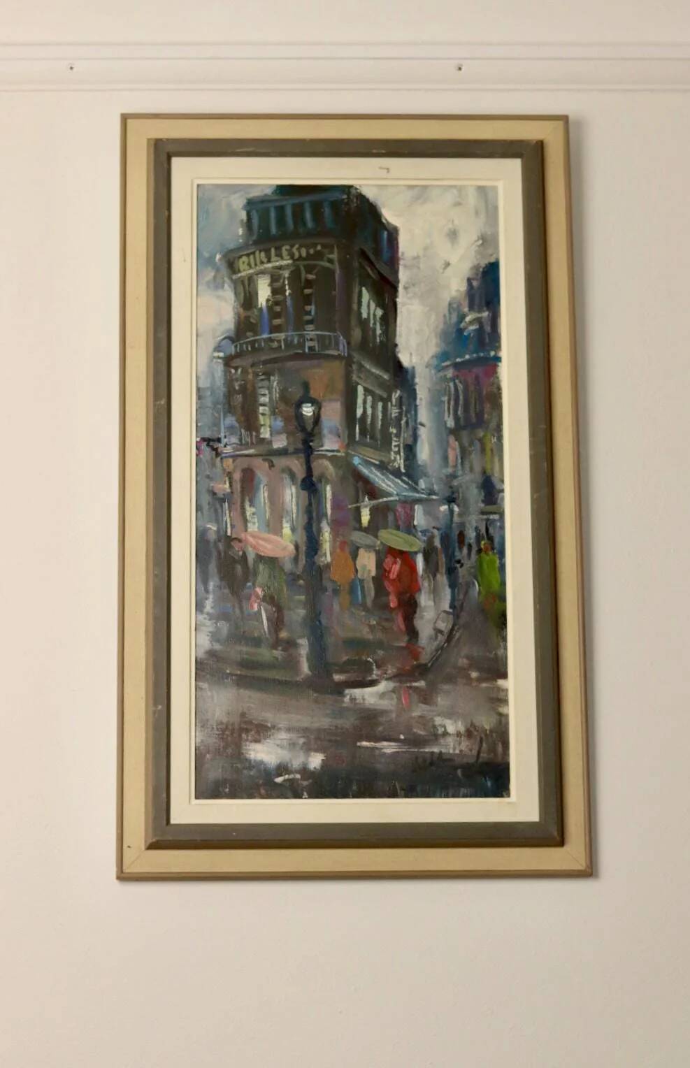 Peinture à l'huile sur panneau du milieu du siècle « Paris »