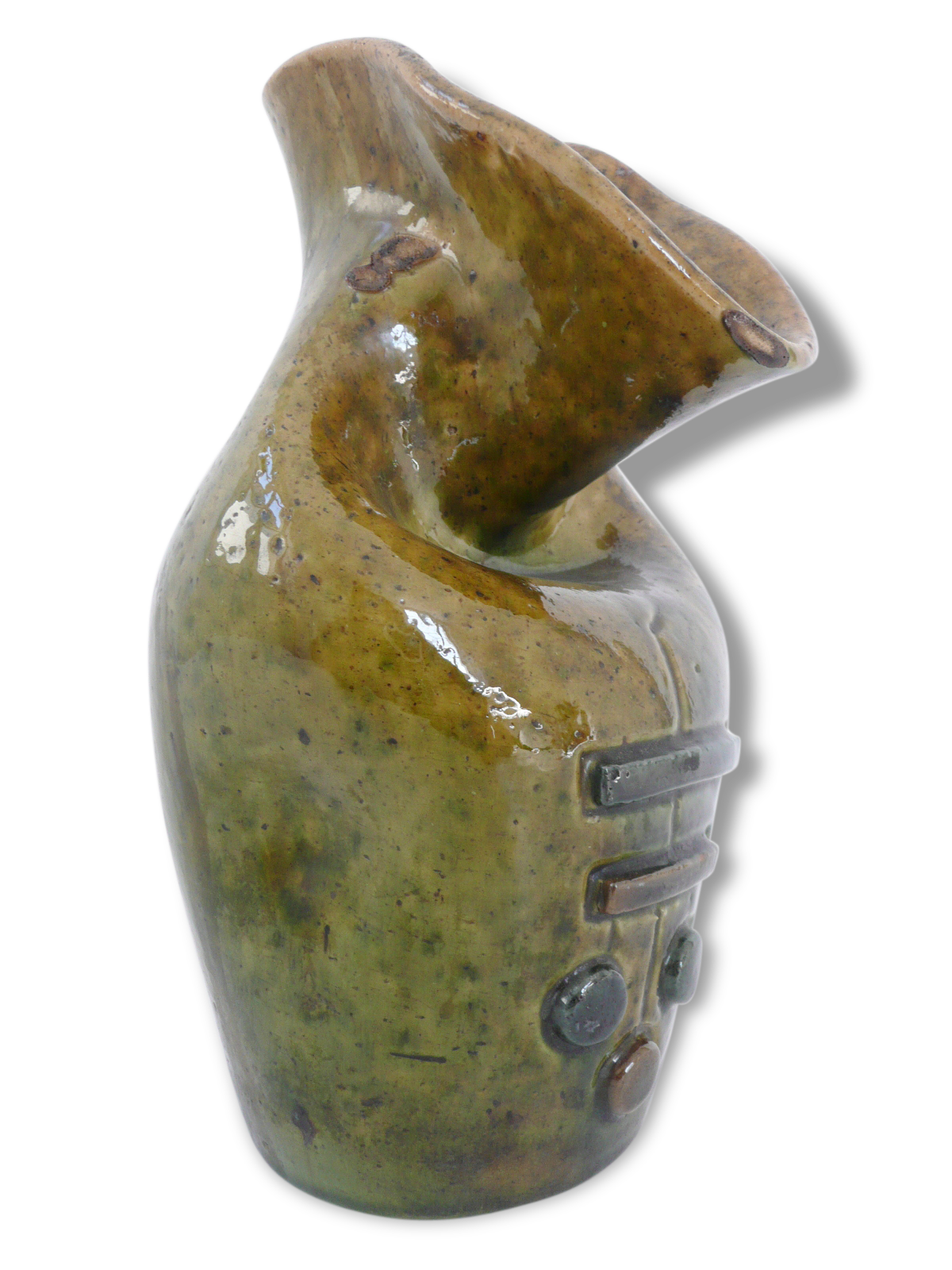 Vase signed 1970 design vintage 70's modernist décor ceramic tissue