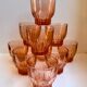Set of 10 60s pink glass water glasses
