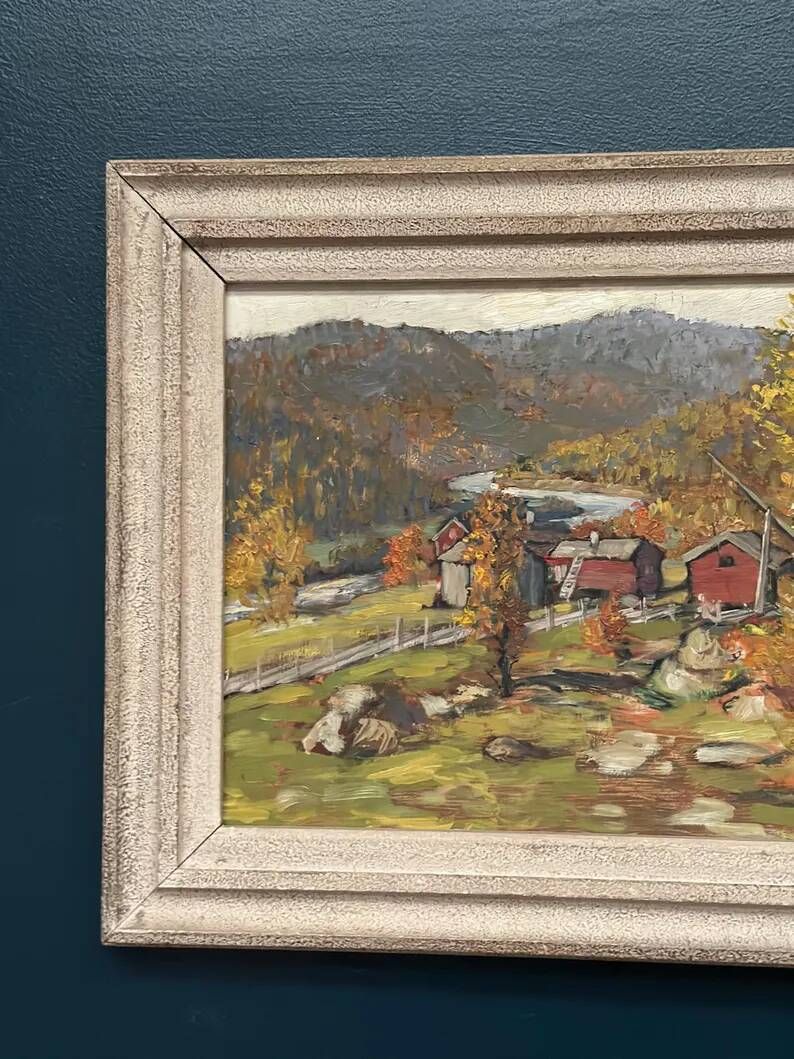 Original Swedish Oil on Panel - "Landscape" by Hundt - Signed - Vintage and Framed - 54 × 45 cm (21.3" × 17.7")