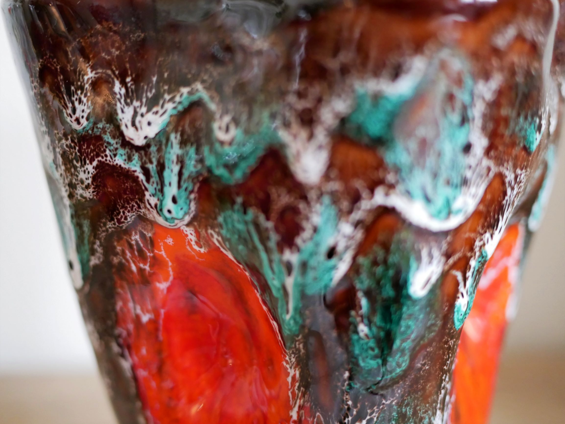 Vase Vallauris vintage marron  rouge