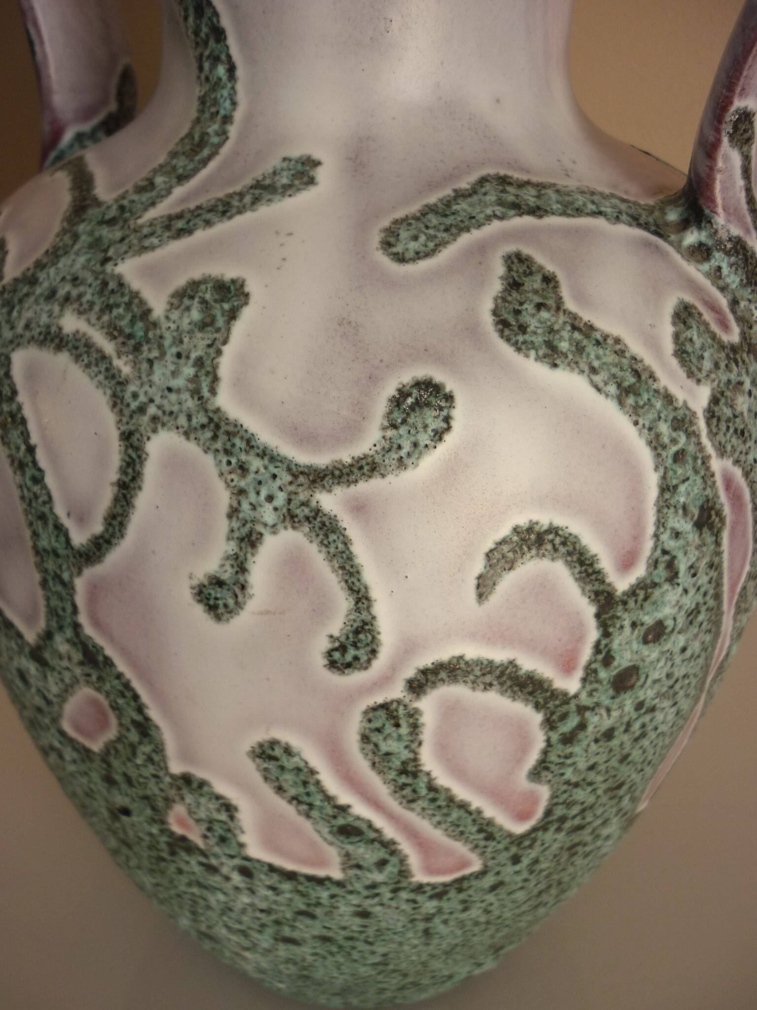 Large vase in glazed ceramic and "fat lava", signed Bruno Dose, design from the 50s/60s