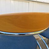 Set of 4 chairs with armrest Effezeta chrome blue fabric and wood an2000