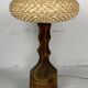 Large brutalist table lamp with rattan shade, Dutch ca 1960s ( 76 cm )