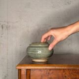 Blue glazed stoneware pot