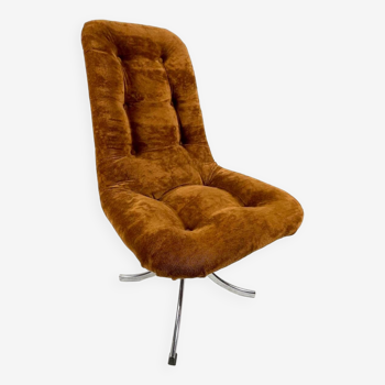 Paire de chaises  -1970´s - chromées et velours marrons