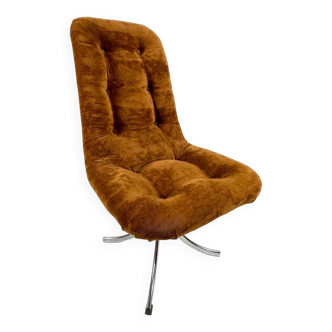 Paire de chaises  -1970´s - chromées et velours marrons