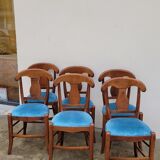 Set of 6 directoire style velvet chairs