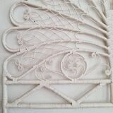 Peacock headboard in white rattan