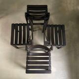 Set of vintage design slat chairs