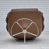 1970s, Scandinavian swivel chair, original condition, brown furniture leather.