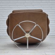 1970s, Scandinavian swivel chair, original condition, brown furniture leather.