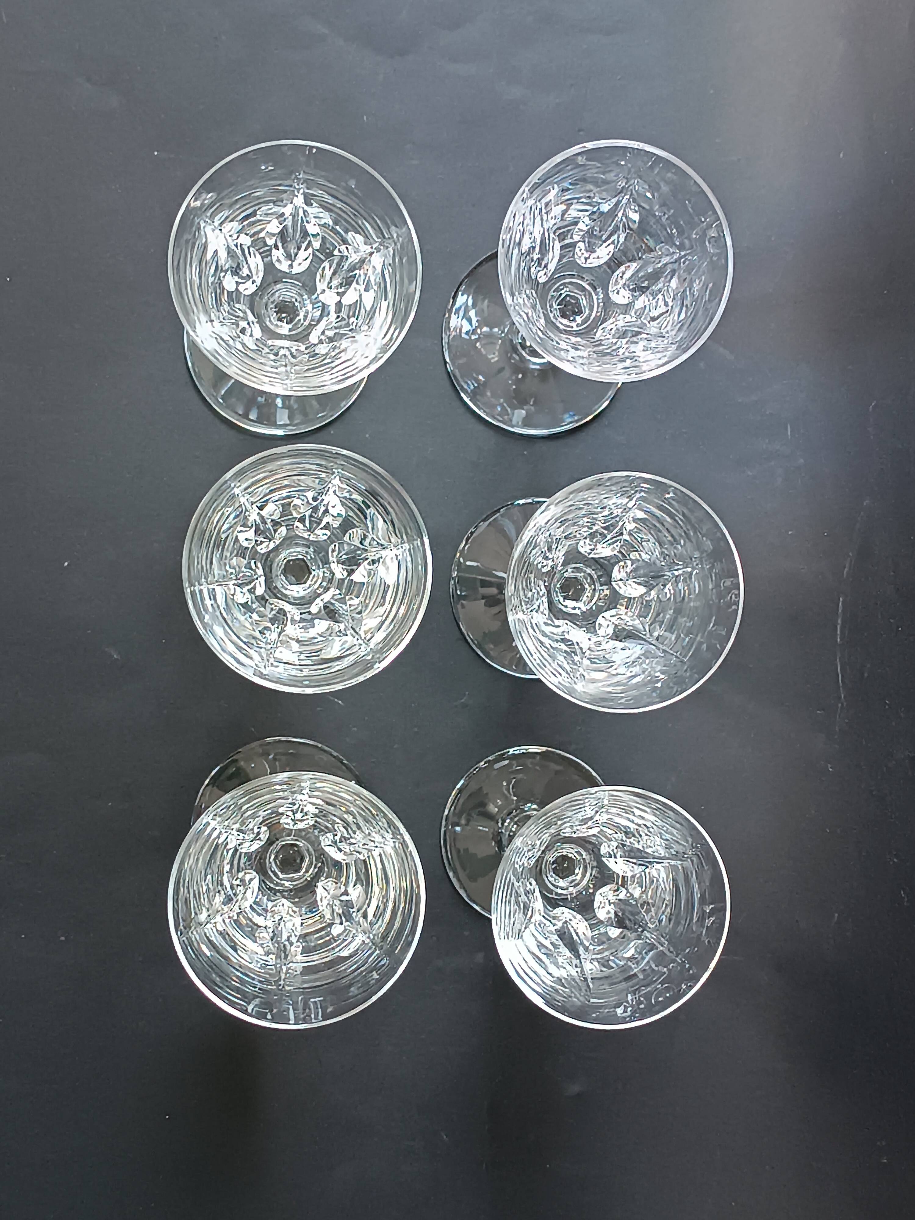 6 crystal stem glasses Cerdagne service Saint Louis vintage