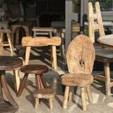 Mini low stool in upcycled old Asian teak H15 D24