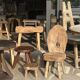 Mini low stool in upcycled old Asian teak H15 D24
