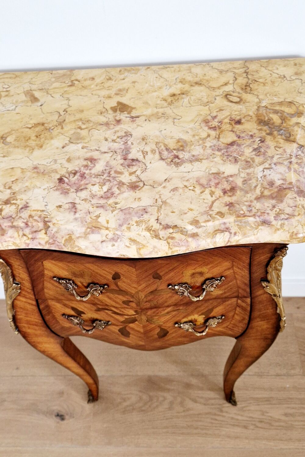 Chest of drawers marquetry Louis XVI style signed Marquant