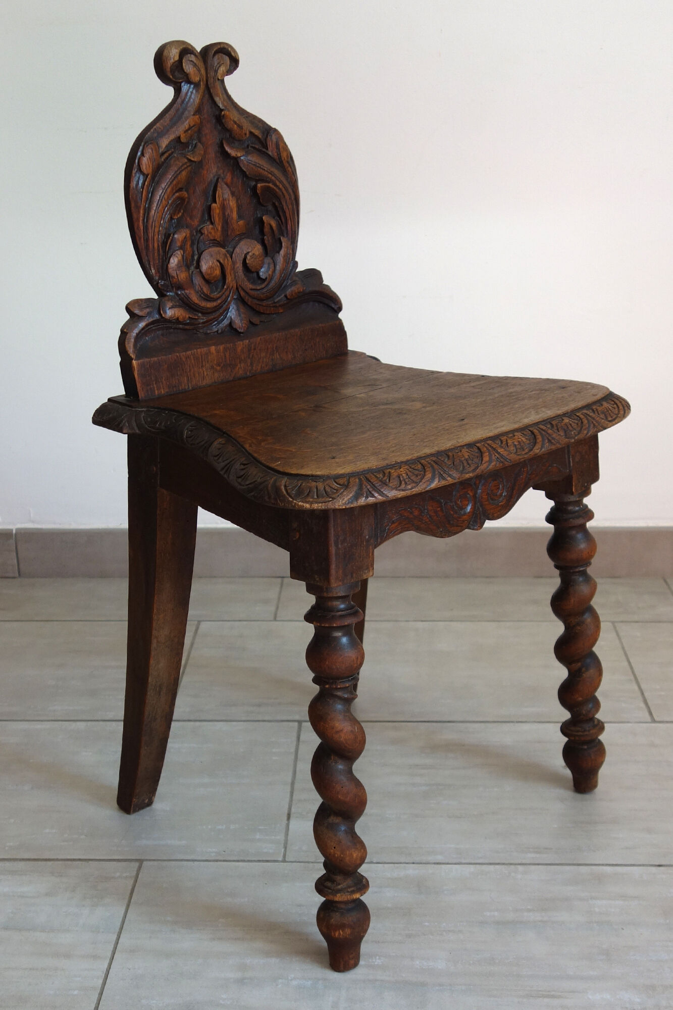 Chair wood carved folk art late 19th century