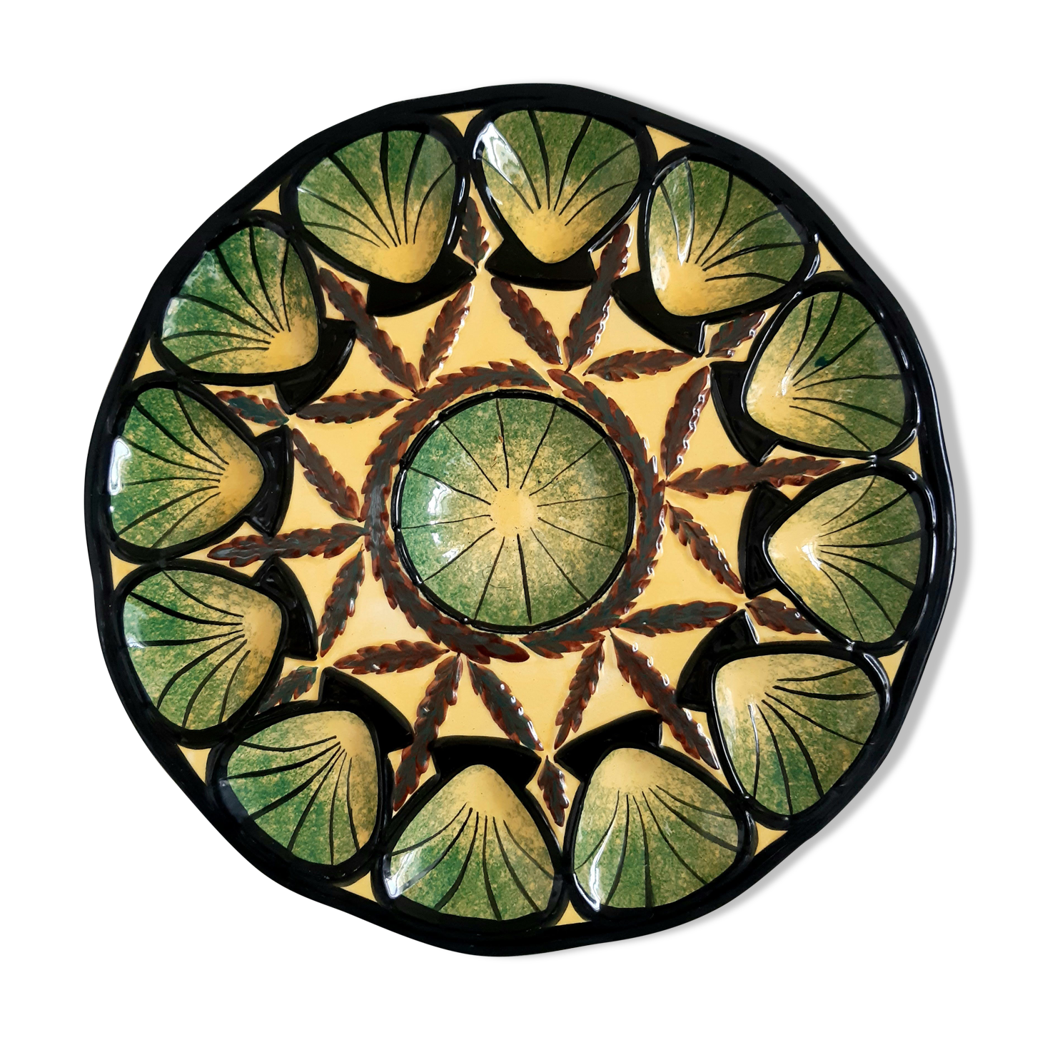 Ceramic oyster dish saint jean de bretagne