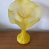 Ancien Vase Volubilis Cristallerie LA ROCHERE Verre Soufflé Jaune Vintage #