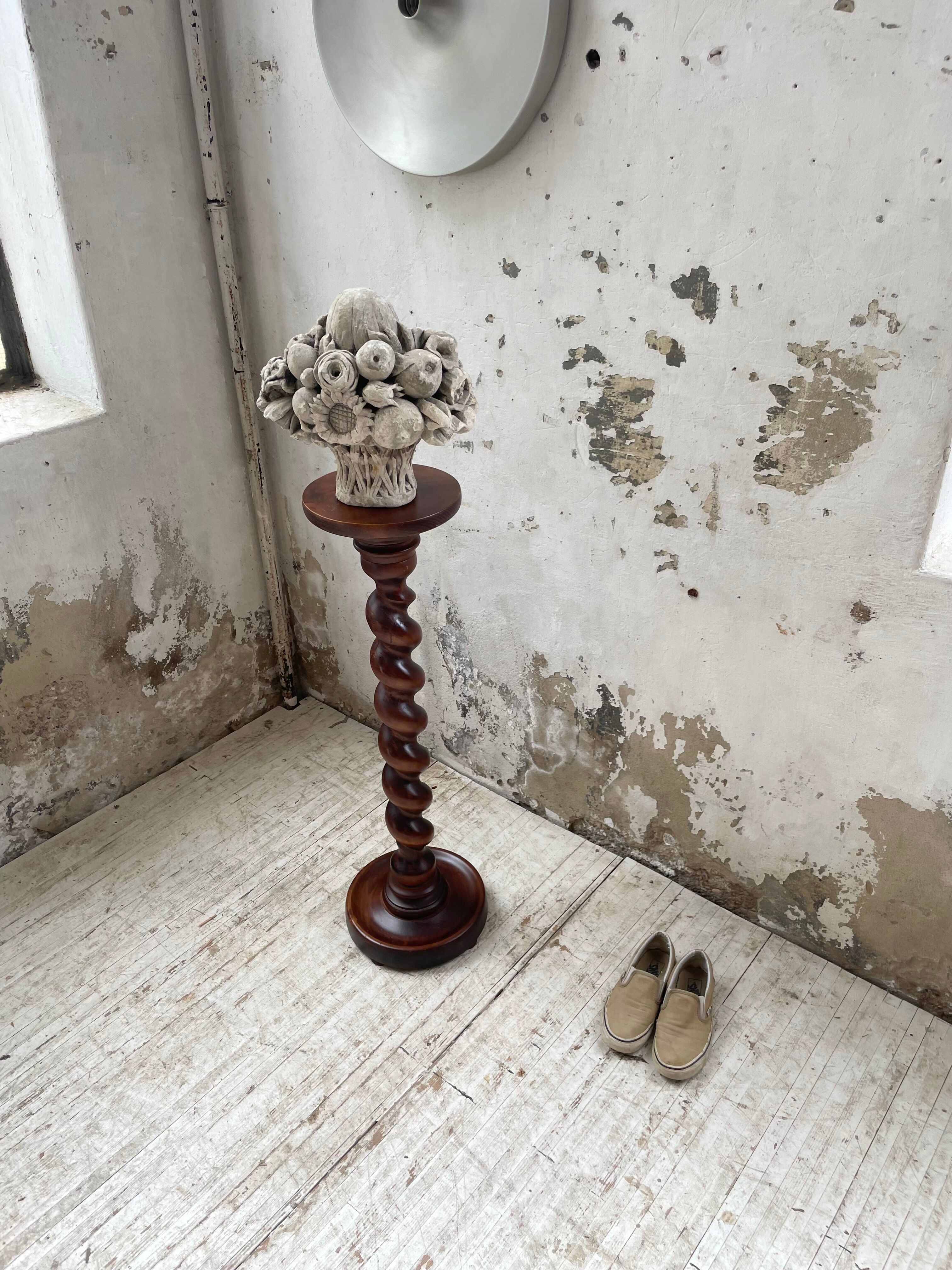 Side table walnut base turned wood