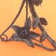 Art nouveau era wrought iron lamp tripod foot, decor foliage and roses