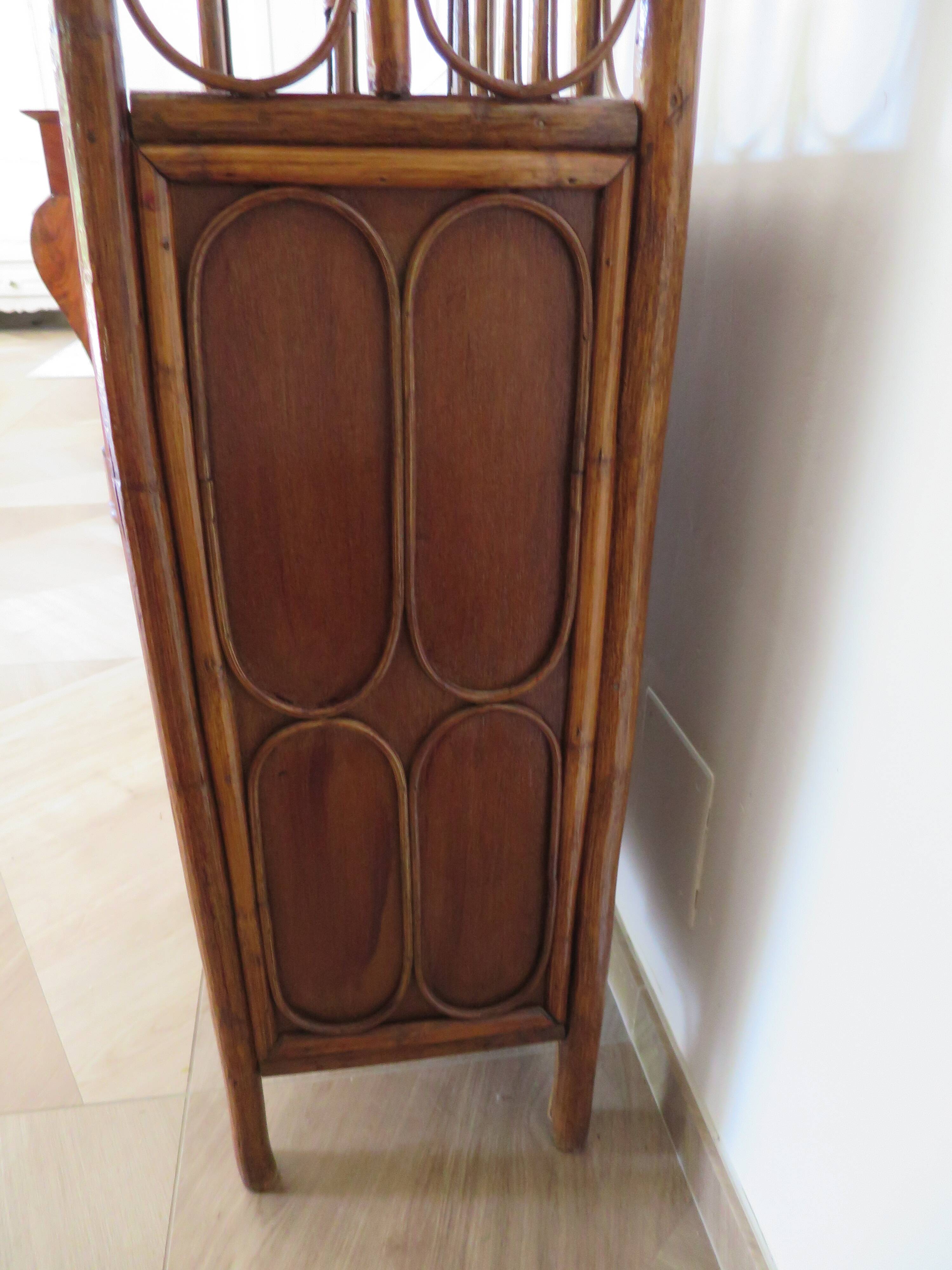 Retro-modernist - Sideboard-bookcase-2 doors-wood-rattan-cane-1960s