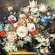 Michele Cicala (1939-1975). Still life signed with flowers in the classic Flemish technique.