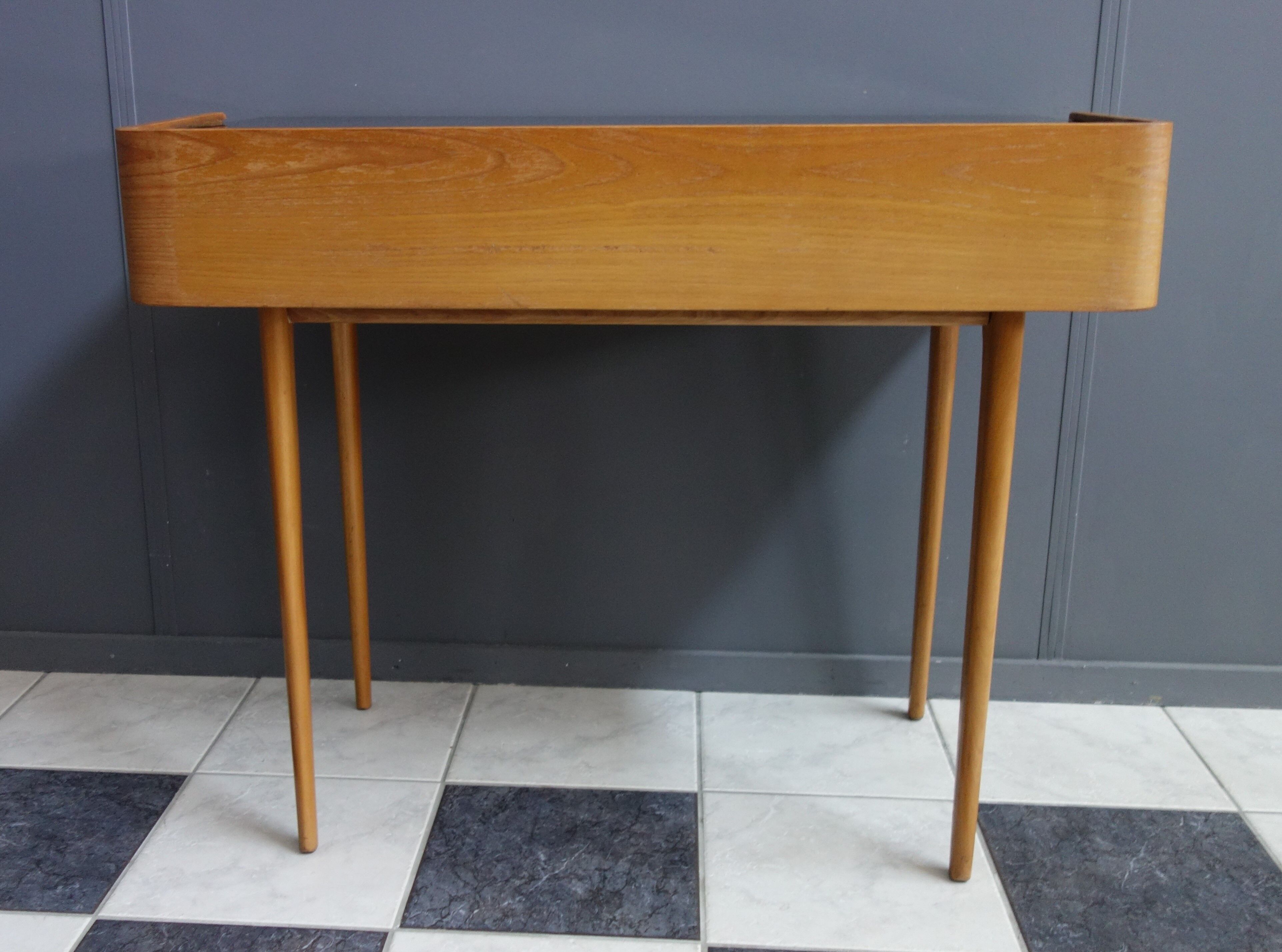 Writing desk table with Black Opaxit glass top 1960s