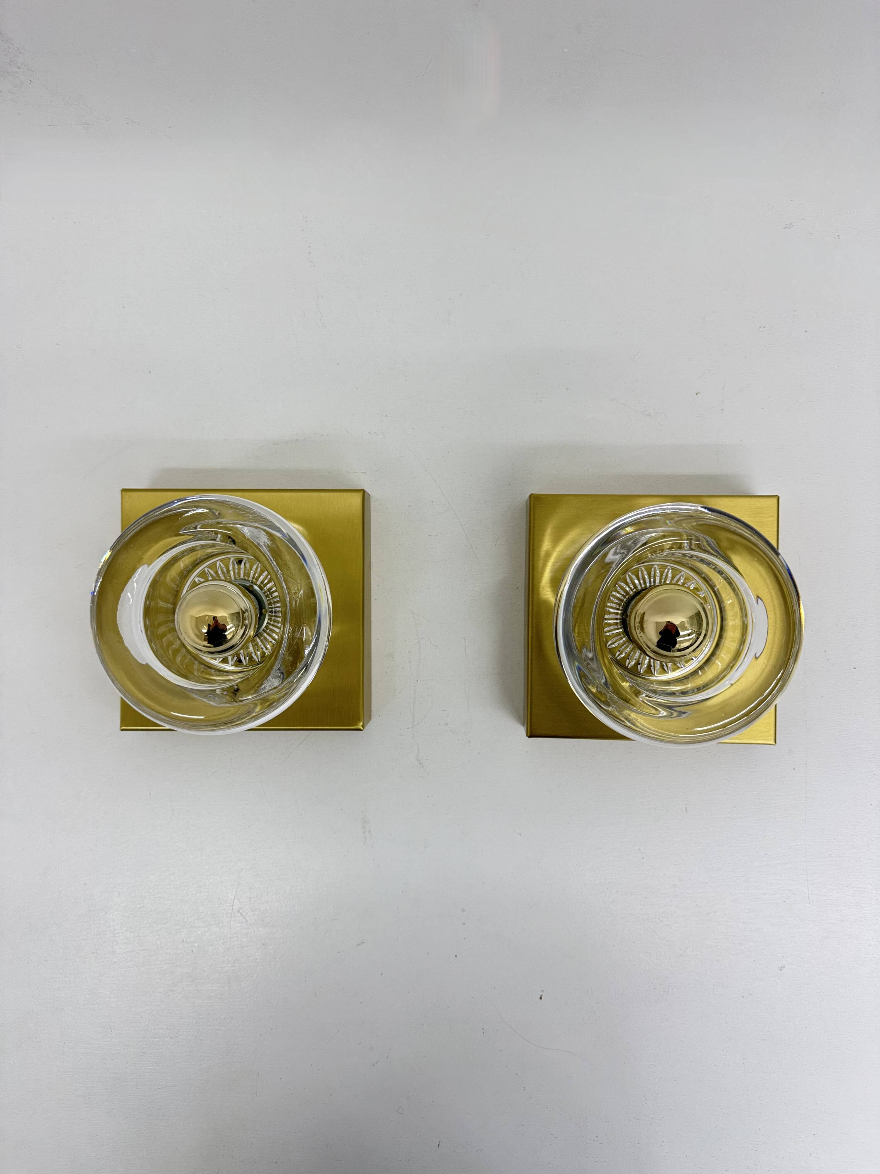 Vintage Peill & Putzler Ice glass Wall Lamp , 1970s