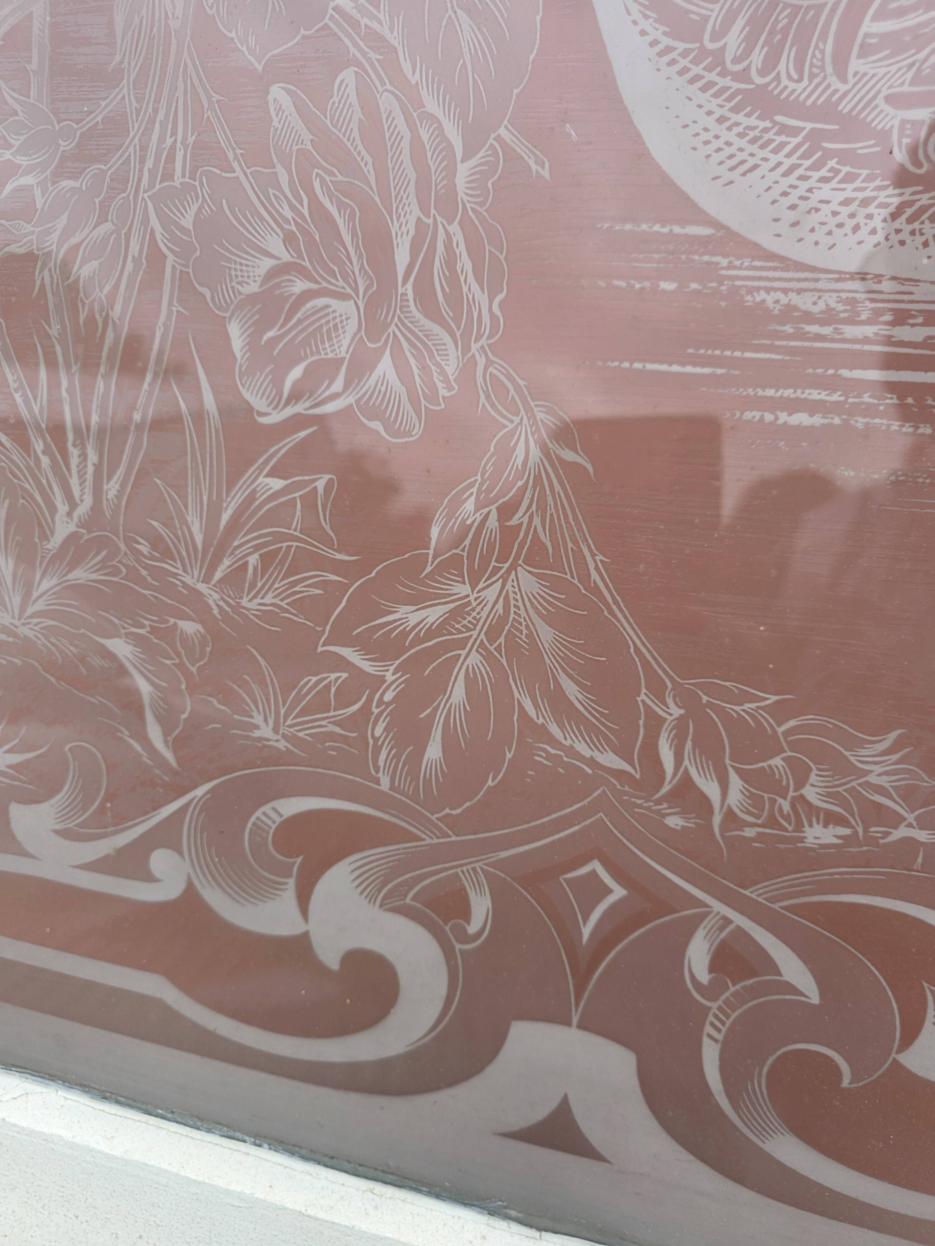 Engraved glass door, late 19th century.