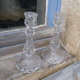 Set of 2 torches candle holders crystal Baccarat model Bamboo