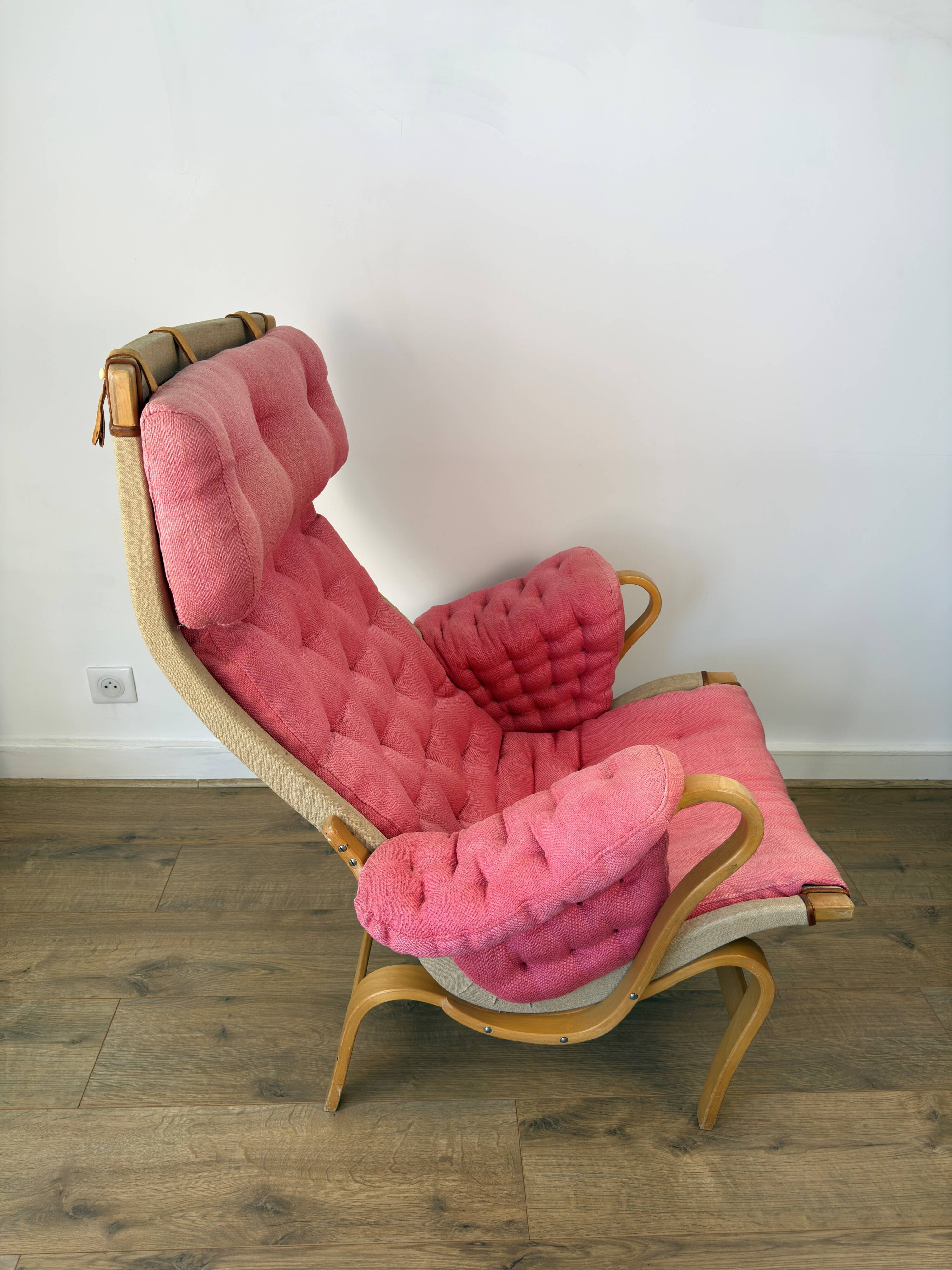 Pernilla Armchair by Bruno Mathsson for DUX – Pink Upholstery, 1970s–1980s